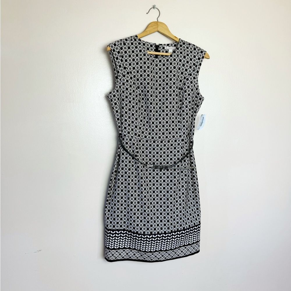 CLEARANCE! Dressbarn Patterned Sleeveless Belted Sheath Dress Size 12 NWT - Picture 3 of 8